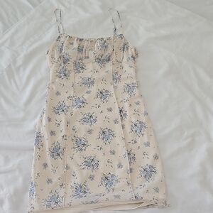 Cotton Candy LA Cream Dress with Blue Floral Print